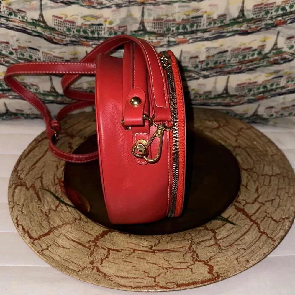 Beautiful Red Bow tie Faux Leather Small Canteen Shape Crossbody Bag
